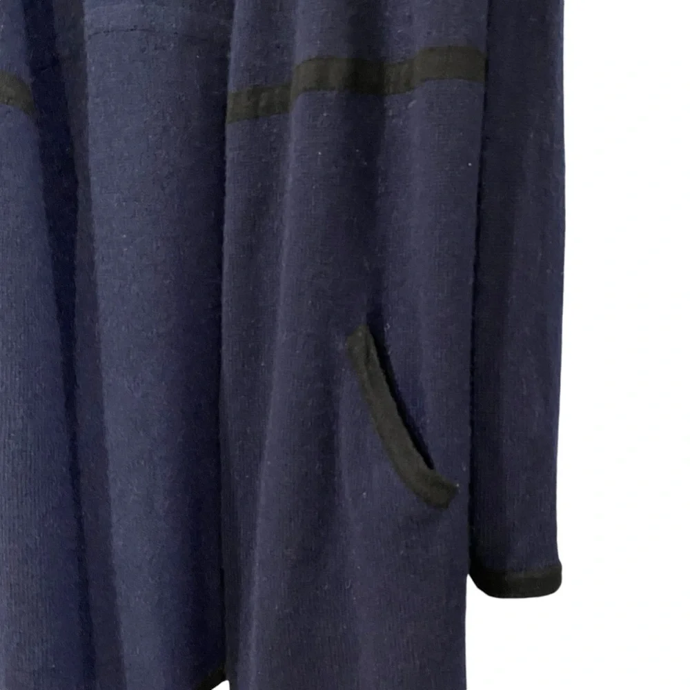 Ladies Navy Super Soft Cashmere Waterfall Open Sweater Cardigan with Pockets L - Picture 6 of 7